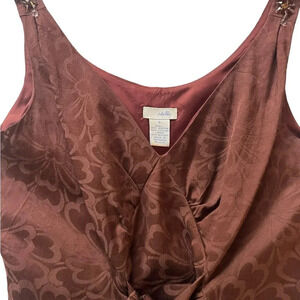 Odile Anthropologie Brown Brocade Dress Jewel Accents 0P
